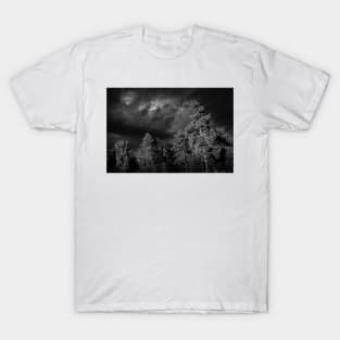 Dramatic clouds in the sky over the dark Swedish forest T-Shirt